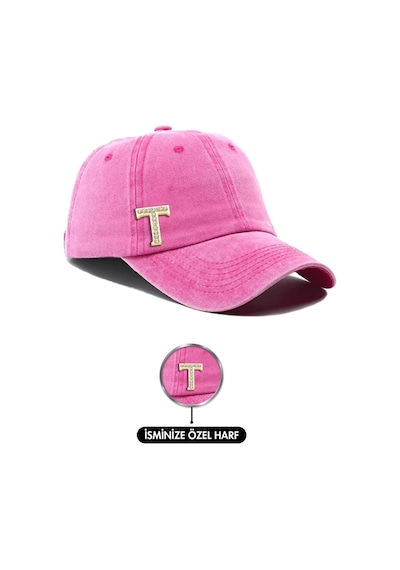 Twingold İsme Özel Yıkamalı Kep Şapka - Ab01010 - Pembe Pembe