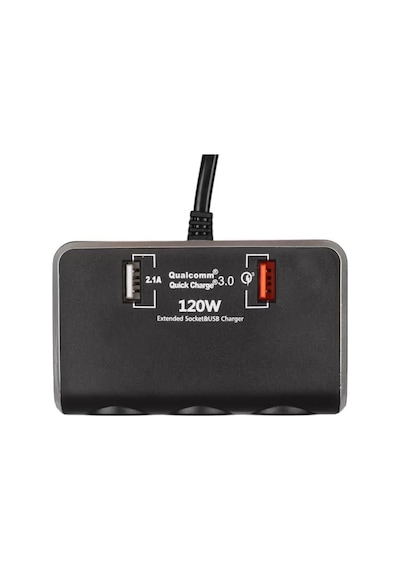 Sh Olesson 1639 12-24v 3lü Çift Usbli 120w 80cm Kablolu Dijital Ekranlı Araç Çakmak Çoklayıcı Najmaddin