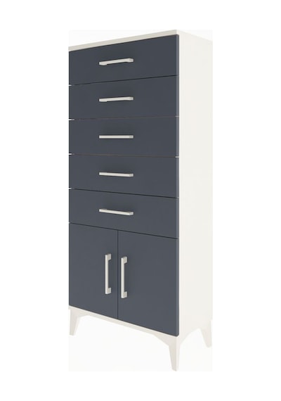 Arges Dolap 5 Raflı 2 Kapaklı 60x30x134 Aytaşı-antrasit Aytaşı