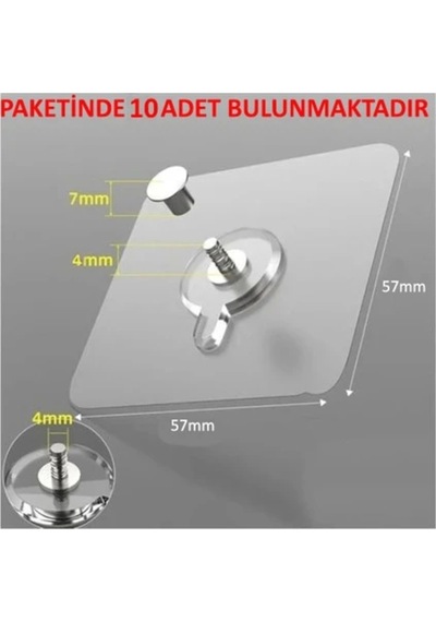 Süper Güçlü Çerçeve Askısı Pin Delgisiz Vidalı Tırnak Kanca Yapışkanlı Raf Tutucu Askı 10 Lu Beyaz Diğer