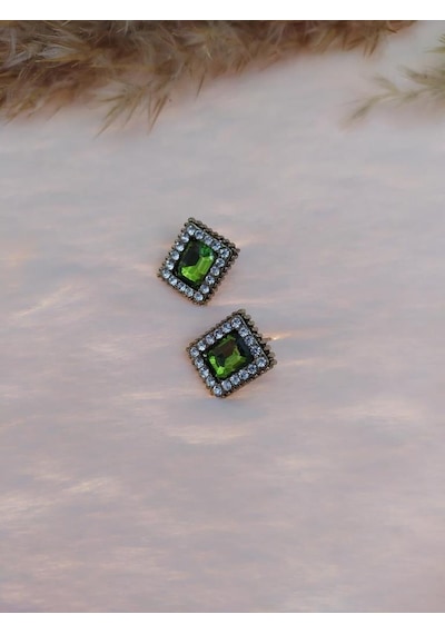 Hdmarketim Swarovski Yeşil Renkli Işıltılı Taşlı Sallantılı Küpe Çok renkli