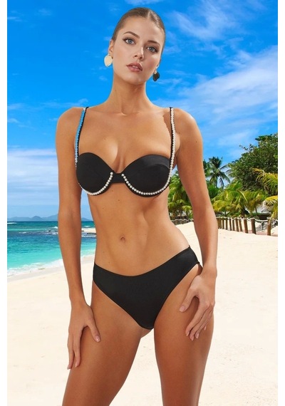 Ersefa Tasarım Bikini Takımı Hızlı Kuruyan Plaj Ve Havuz İçin Premium Ka Siyah