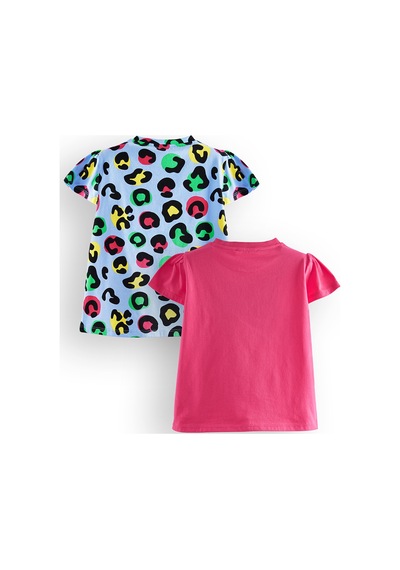 Denokids Kız Çocuk Siyah Leopar 2'li T-shirt Takım Renkli