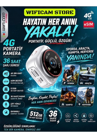 4g Akıllı Taşınabilir Portatif Mini Güvenlik Kamerası Dahili E-sim Teknolojisi