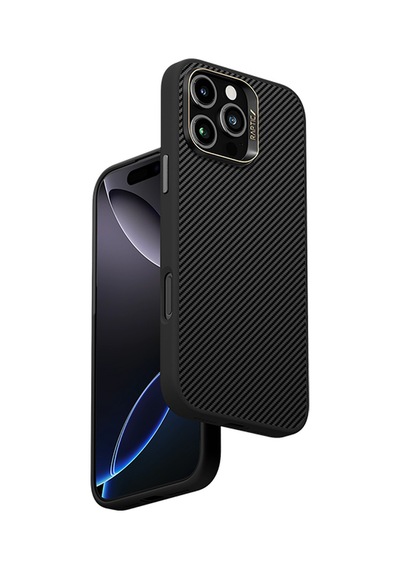 Apple iPhone 16 Pro Max Kılıf Magsafe Uyumlu 600d Raptic Aramid Fiber Serisi Kapak Siyah