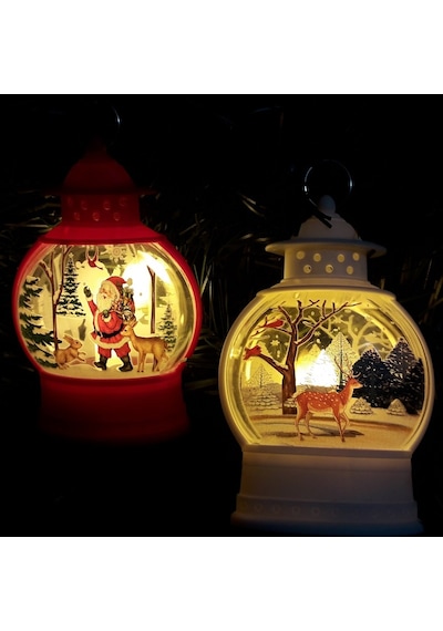 YILBAŞI NOEL GEMİCİ FENERİ LED IŞIKLI FENER DEKOR MASA LAMBASI YILBAŞI HEDİYELERİ NOEL BABA GEYİK FİGÜRLÜ LAMBA