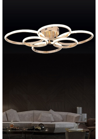 Pl 02 6 Model Gold 3 Renkli Salon Ve Oturma Odası İçin İdeal Alüminyum Avize, 75x10 Gold