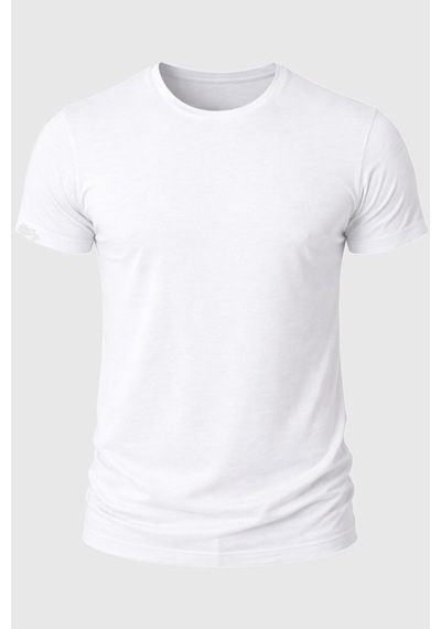 Rizzup Erkek Beyaz Slim Fit %90 Pamuk Likralı Yumuşak Dokulu Basic Tişört 1801131