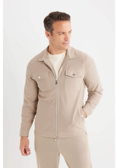 DeFacto Slim Fit Dar Kesim Polo Yaka Fermuarlı Mevsimlik Baharlık Mont D7533AX25SPBG216