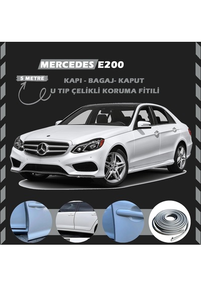 Mercedes E200 Oto Araç Kapı Koruma Fitili 5metre Parlak Gri Renk