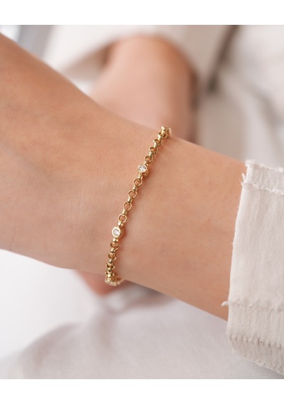 Debora Jewelry 14 Ayar Altın Taşlı Yuvarlak Tasarım Bileklik