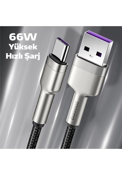Baseus Cafule 66w Metal Usb To Type C Hızlı Şarj Kablosu 100cm