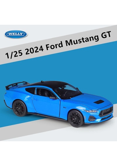 Welly 1:24 2024 Ford Mustang Gt Alaşım Spor Araba Modeli Diecast Metal Araba Blue