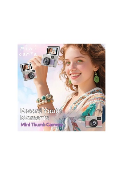 48mp 4k Mini Dijital Fotoğraf Makinesi 2.4'' Döner Selfie Ekranı Otomatik Odaklama Led Flaş Şarj Edilebilir Siyah - 913421808