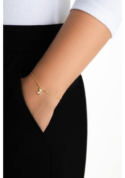 J Harfi 18 Ayar Sarı Altın Kaplama 19 Cm Gümüş Nazar Bileklik 29571695