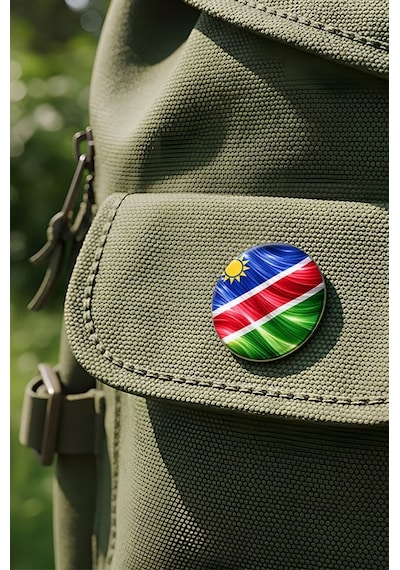 Namibya Namibia Abstract Ülke Bayraklı Buton Rozet - 44 MM 5 Adet Çok Renkli