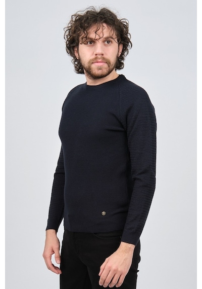 Çizgi Triko Erkek Bisiklet Yaka Slim Fit Kazak 42554259 Lacivert Lacivert