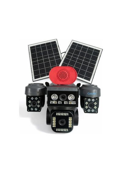 O-kam Ok-337 Premium 12mp 4 Kameralı 4g Çift Solar Panel Aov Güvenlik Kamerası