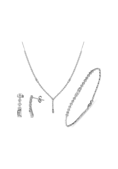 Favori Baget Taşlı 14 Ayar Beyaz Altın Set EKOTDT562BY-98-W