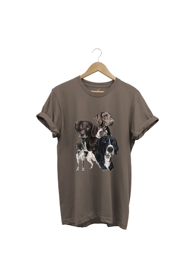 Avcılık Hunting Pointer Av Köpekleri Baskılı %100 Pamuk Regular Fit Unisex T-shirt Kahverengi