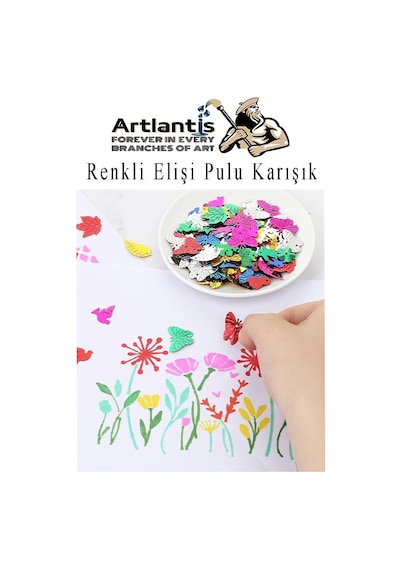 Elişi Pulu Karışık Şekilli 100 Lü 1 Paket Renkli Şekilli Pul Yanardöner Payet Pırıltılı Süs Okul Öncesi Kreş Ana Sınıfı