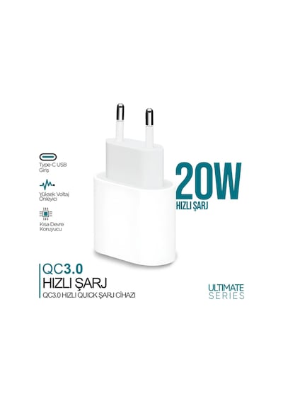 İphone 20w Usb-c Hızlı Şarj Adaptörü İphone Uyumlu Pd Güç Başlığı Type-c Şarj Aleti