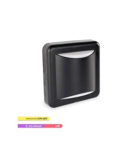 ACK 4W LED Duvar Apliği 3000K Günışığı Dekoratif Duvar AH07-05101 Siyah