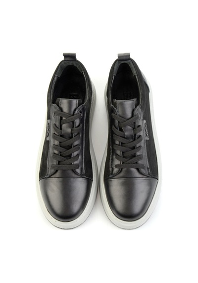 Bambi Siyah Siyah Hakiki Deri Erkek Sneaker E01398071201 Siyah