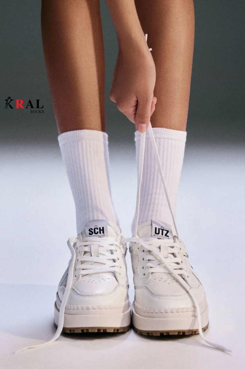 Kral Socks Unisex Beyaz 6 Çift Pamuklu Tenis Spor Uzun Soket Boy Çorap Beyaz