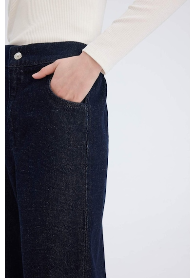 DeFacto Barrel Fit Beli Lastikli Bilek Boy Cepli Yumuşak Jean Pantolon E3873AX25SPNM82