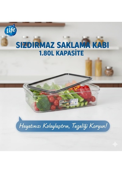 Life Sızdırmaz Saklama Kabı 1.80 12'li Paket Asorti