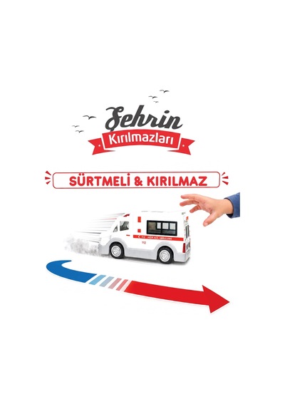 Şehrin Kırılmazları Sürtmeli Oyuncak Ambulans 112 Hızır Acil 12,5 Cm