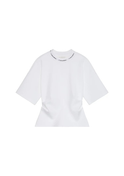 Calvin Klein Ss Logo Neck Detaıl, Yaf Beyaz Kadın T-shirt
