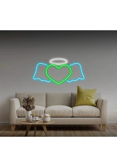 Kalpli Kanat Şekilli Neon Tabela Yeşil