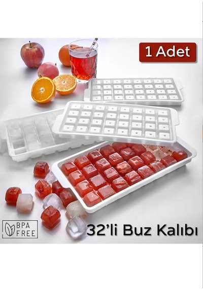 32'lü Küp Buz Kalıbı Bpa Free - 1 Adet Buzluk Çok Renkli