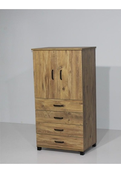 4 Çekmeceli Raflı Elbise Dolabı 61x44x128cm Çam