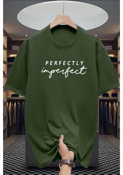 Pamuklu Perfectly Baskılı Oversize T-shirt Yeşil