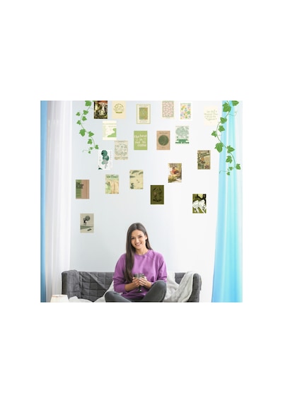 20 Parça A5 Greencore Art Wall Collage Poster Seti Hediyelik Estetik Doğa Resimli Duvar Afişi