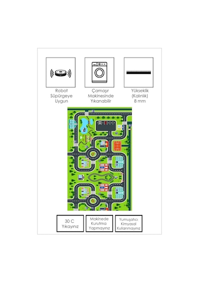 West Home Oyun Halısı Makinede Yıkanabilir Kaymaz Taban Leke Tutmaz Antibakteriyel Çocuk Odası Halısı Wh 503 Green Yeşil