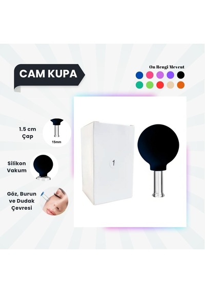 Silikon Vakumlu Cam Yüz Masaj Kupası No:1 Siyah Çok Renkli