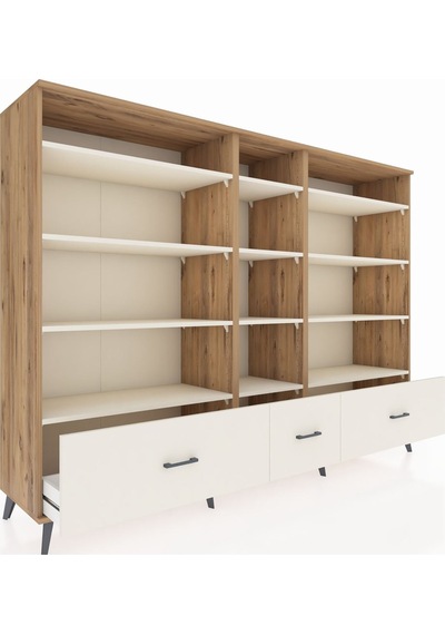 Hyperion Dolap 12 Raflı 3 Çekmeceli 220x44x163 Çam-aytaşı Çam-aytaşı
