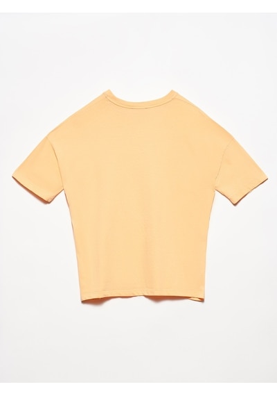3683 Basic T-Shirt-Şeftali - 499683516 Turuncu