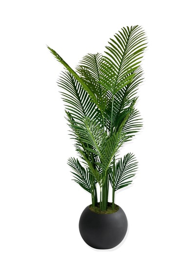 Cihan Çiçekçilik Areka Yapay Ağaç 180 Cm Küre Saksı Antrasit