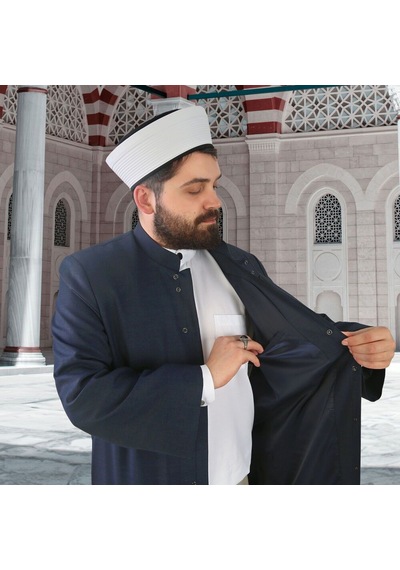 Suyuti Namaz Ve İmam Cübbesi Uzun Koyu Lacivert Enderun Model Çok Renkli