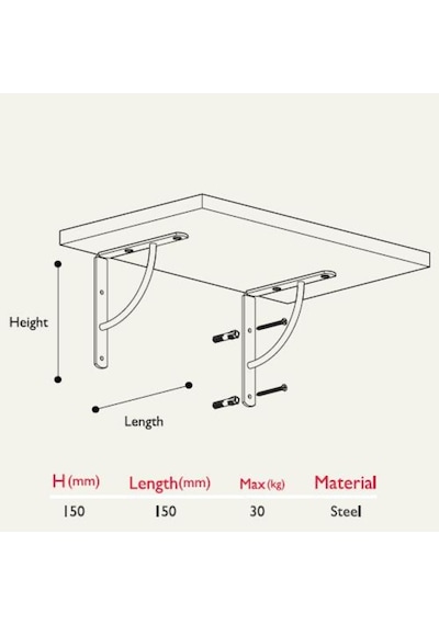 Gürçayhırdavat Raf Altı Metal 24Cm (2 Adet)