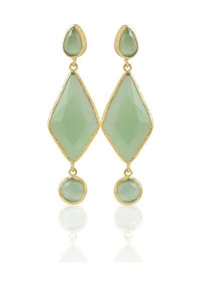 Kadir Jewellery 22 Ayar Altın Kaplama Kadın Sallantılı Küpe -el İşçiliği Ve Hipoalerjenik Küpe Açık Yeşil 83262824
