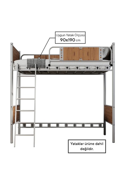 Missidea Prizma Ayrılabilir Modern Metal Ranza Gri 90x190 Cm 90 x 190