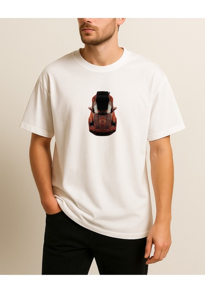 Etnik 911 Baskılı T-shirt Beyaz