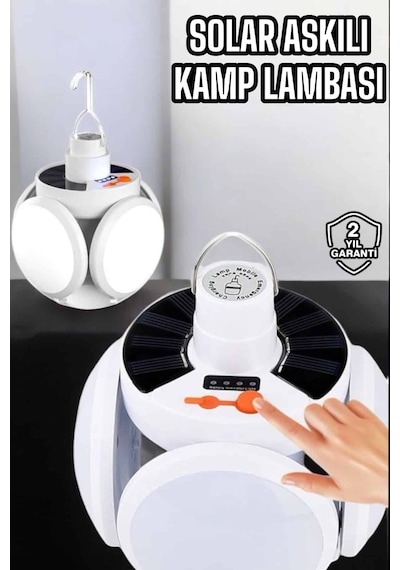 Katlanabilir - 175 - Tnabilir Kamp Lambası Işıldak Beyaz Işık Güneş Enerjili - Csmo-tex - Solar Aydınlatma