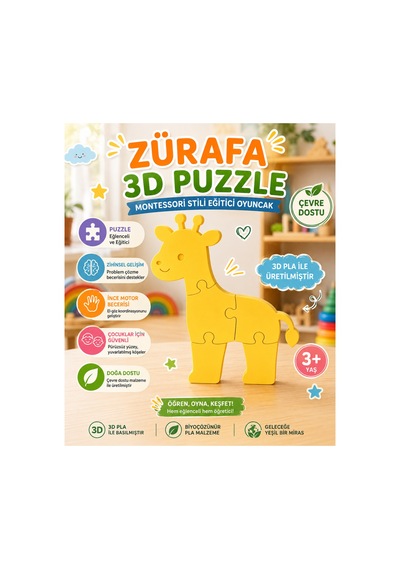 3d Zürafa Puzzle Montessori Eğitici Oyuncak Çocuklar İçin Yapboz Beceri Oyunu